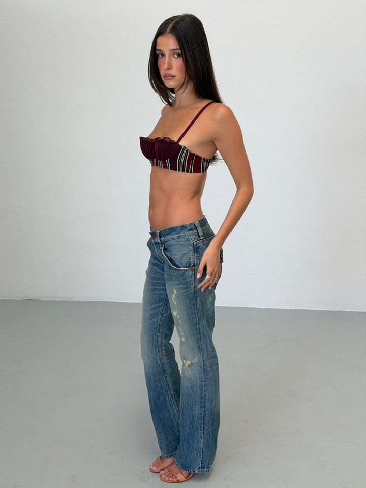 chantal thomass 1990s rose striped balconette bra