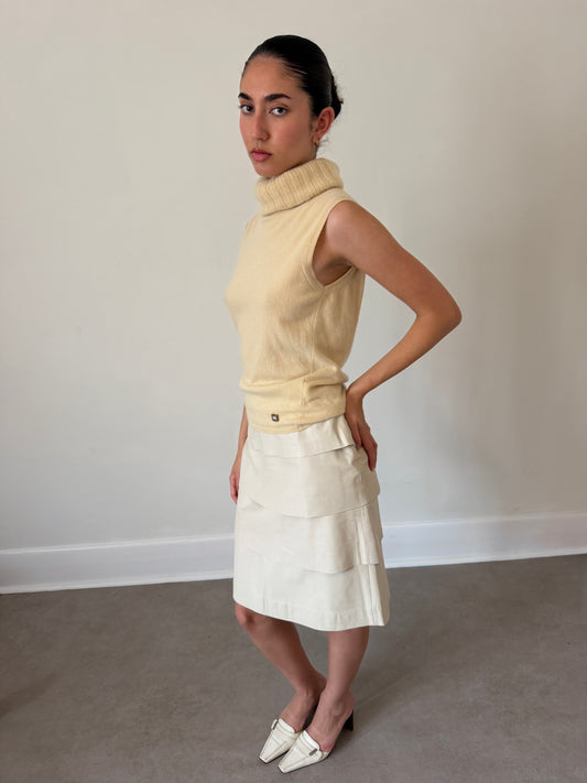balmain 90s leather gathered skirt