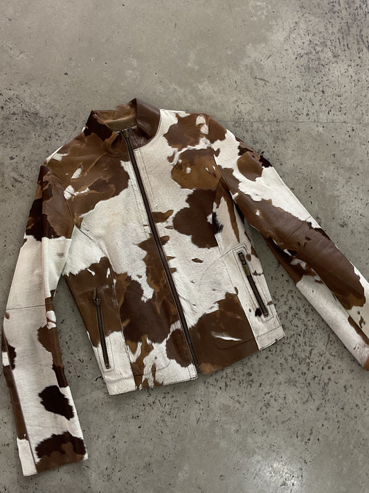 cowhide fur leather jacket (rare)