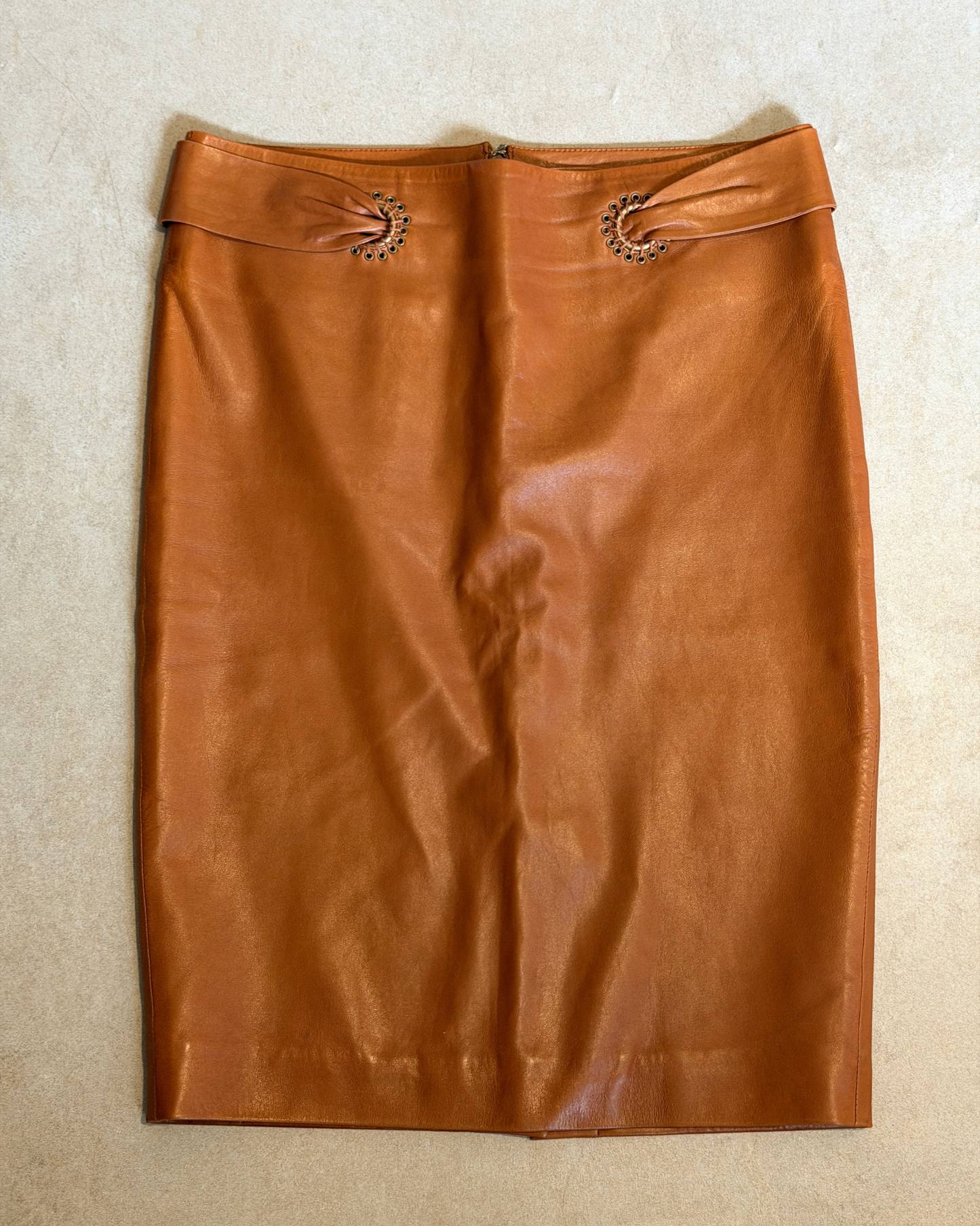 yves saint laurent fall 2002 by tom ford leather skirt