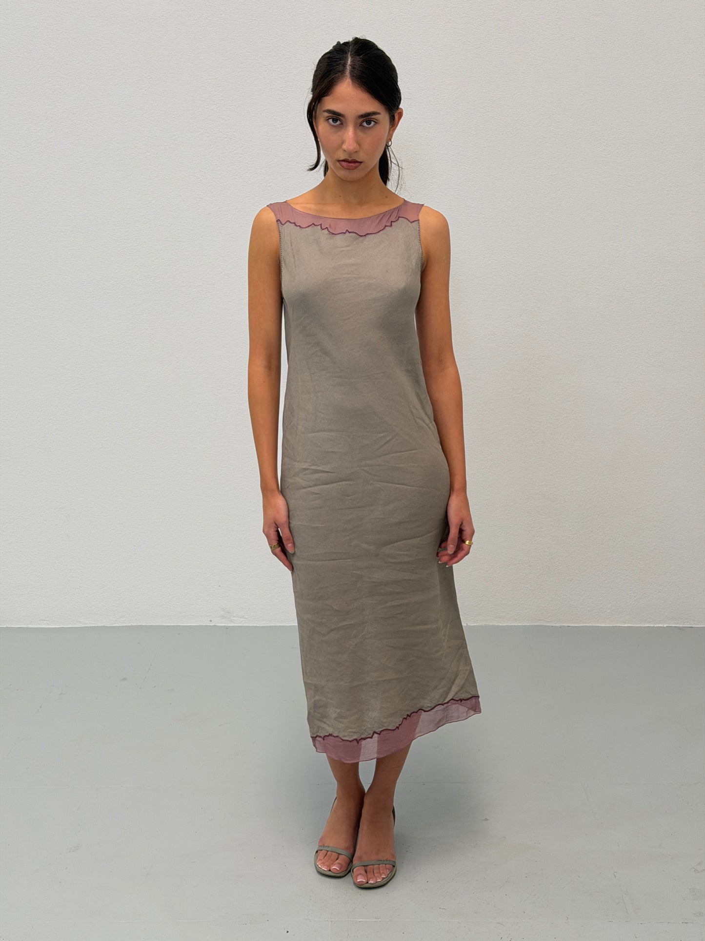 prada spring 1998 lavender trim dress