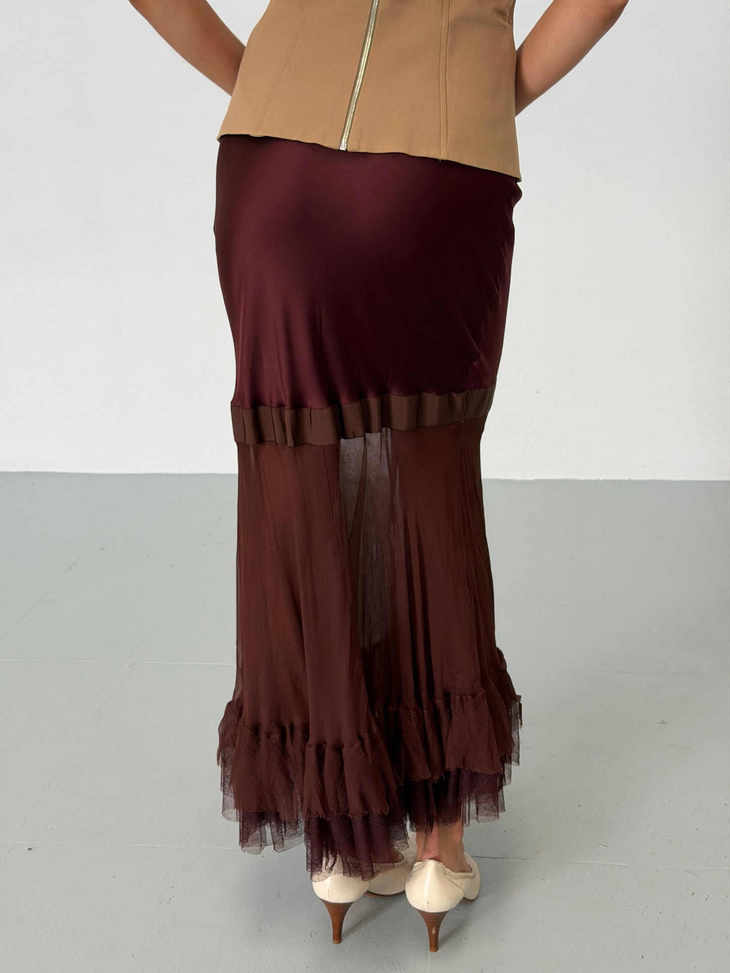donna karan silk tulle skirt