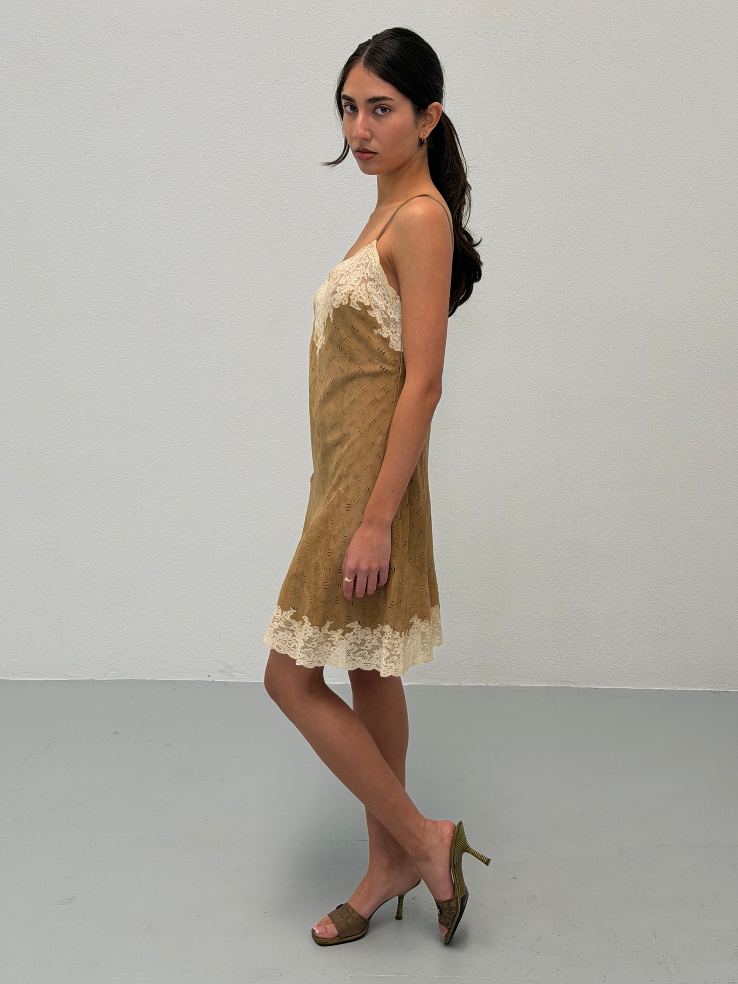 (rare) christian dior by john galliano fall winter 1999 suede slip dress