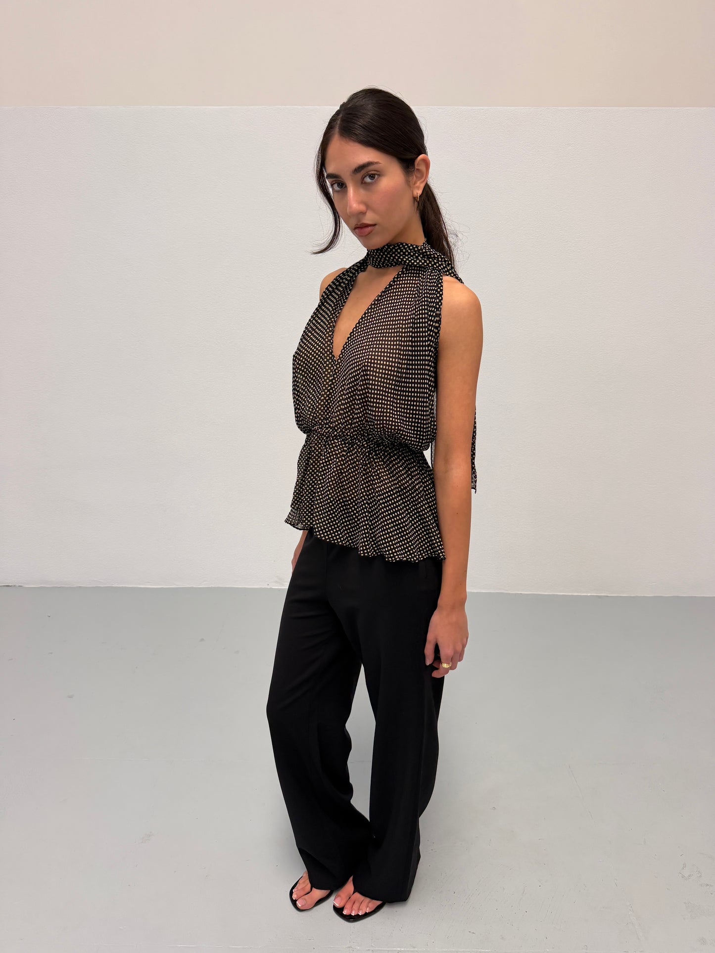 (reserved) yves saint laurent 1980s sheer silk halter blouse
