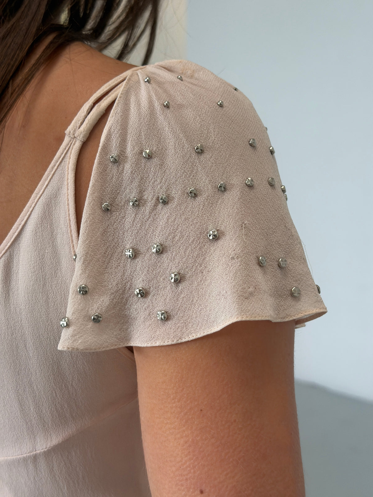 (rare) chloé spring 2001 pale pink studded silk dress