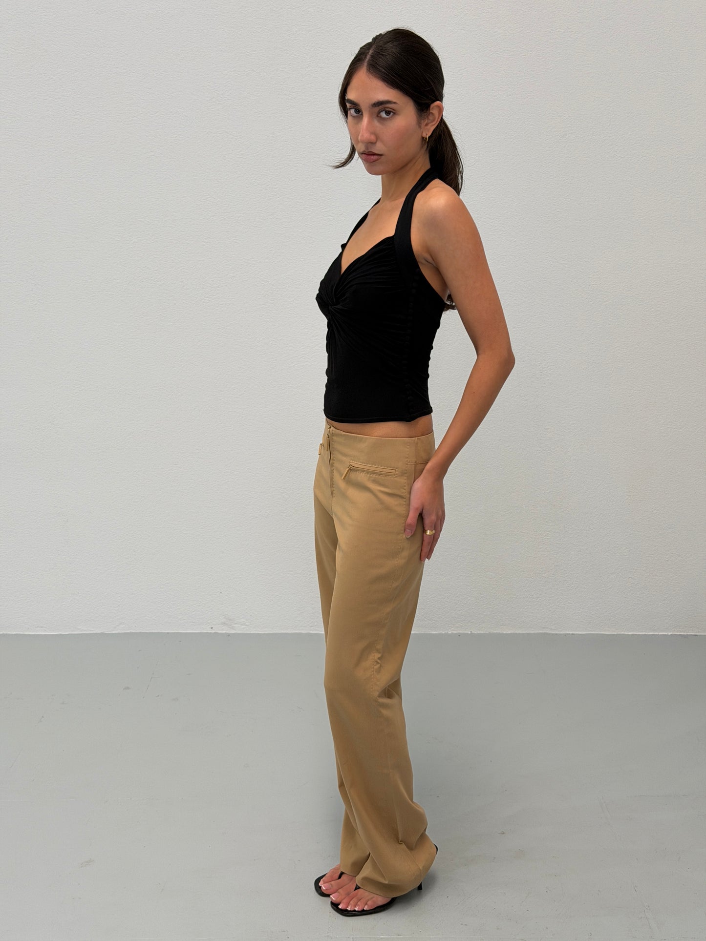 (reserved) christian dior fall winter 2003 black halter top
