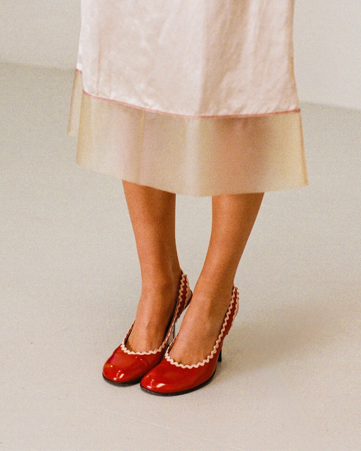 miu miu spring 1998 red patent slingback heels