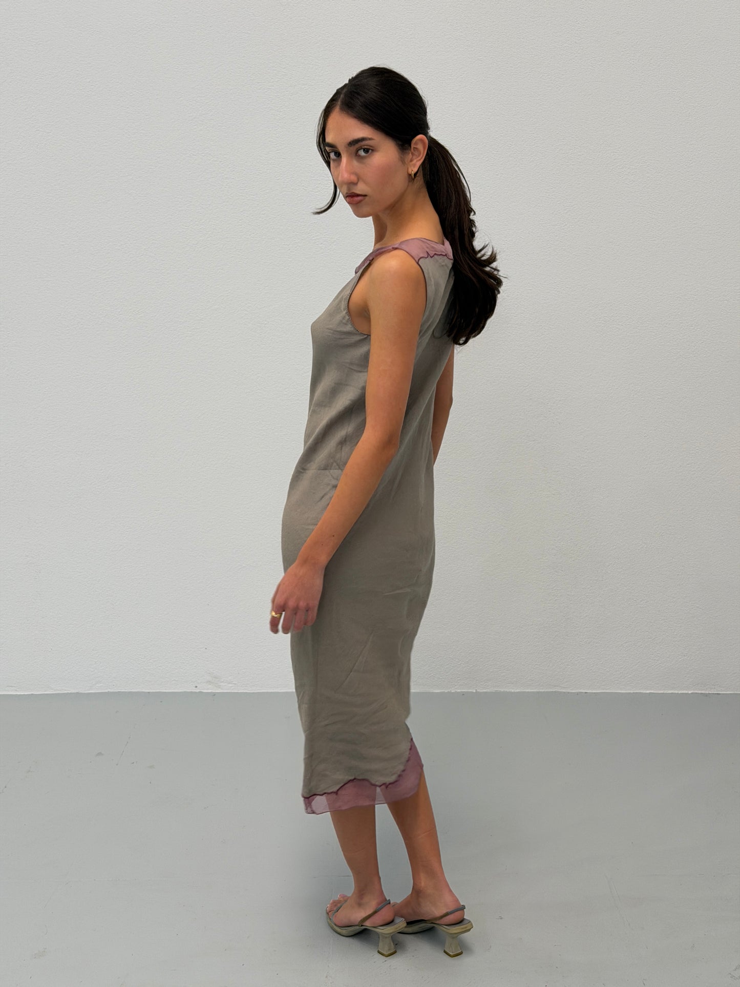 prada spring 1998 lavender trim dress