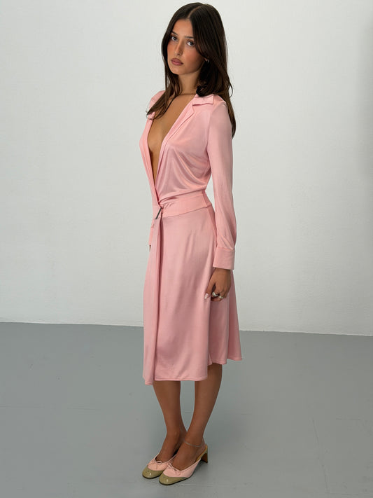 (reserved) gucci spring summer 2000 pink draped dress