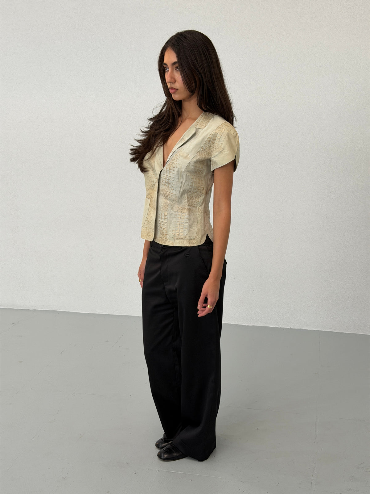 giorgio armani 1990s cream leather top