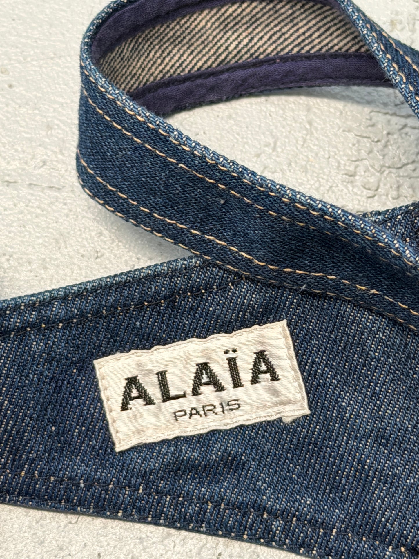 (reserved) alaïa spring 1991 runway denim bustier