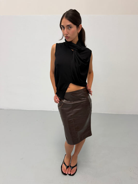 costume national black draped knit top