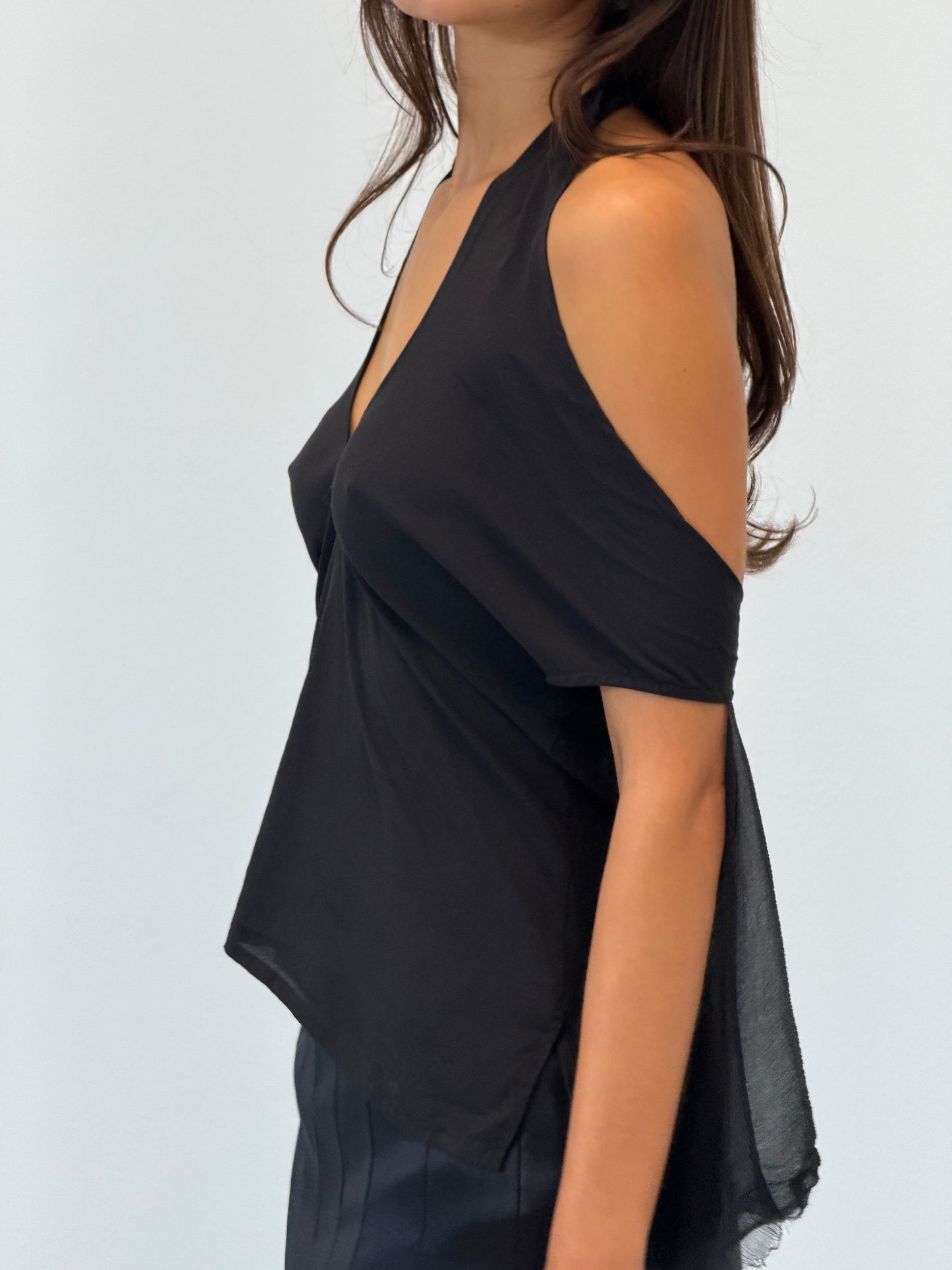 veronique branquinho 1990s black silk layered top