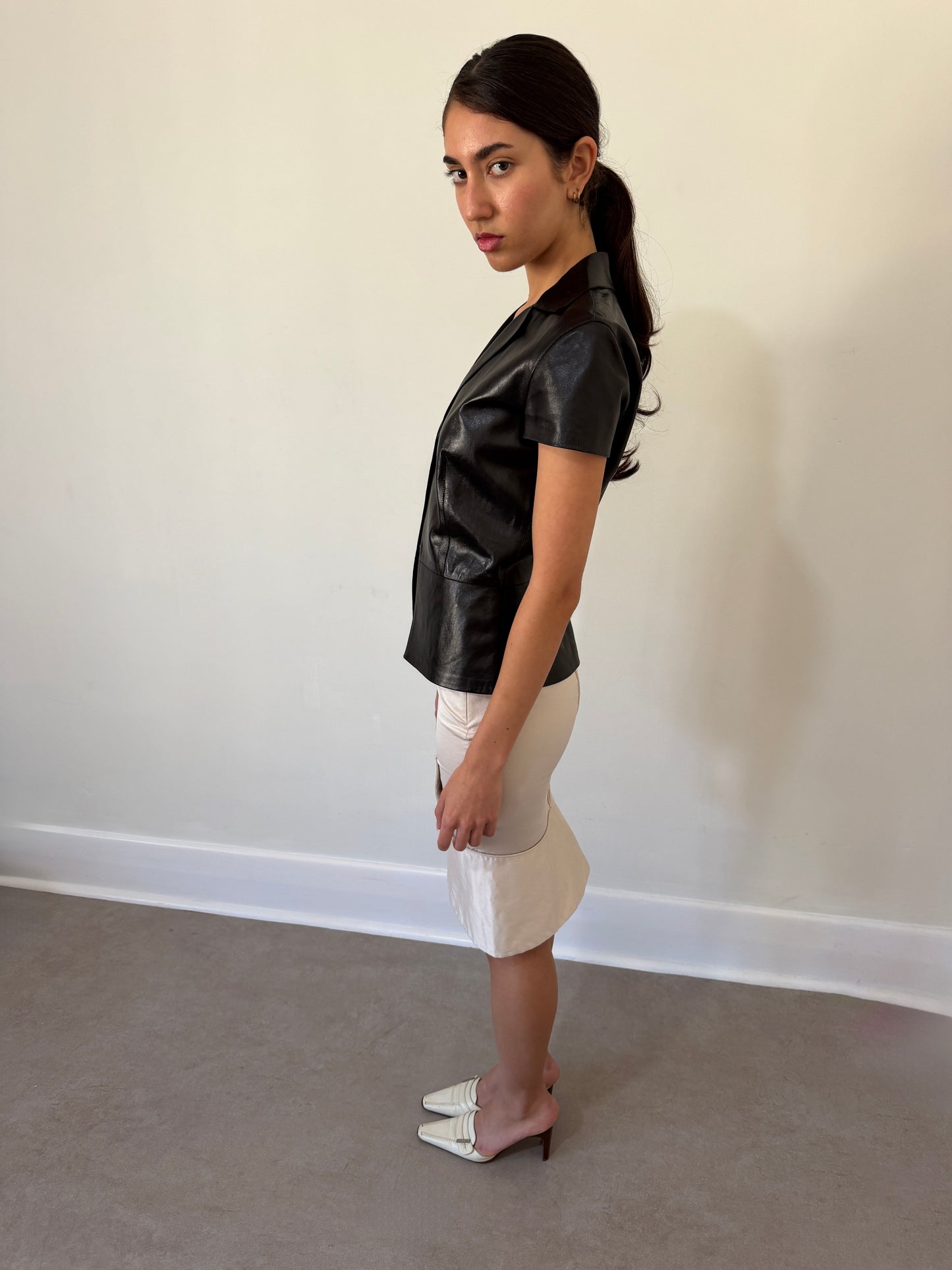 (permanent collection) gucci spring 1997 by tom ford short sleeve leather vest