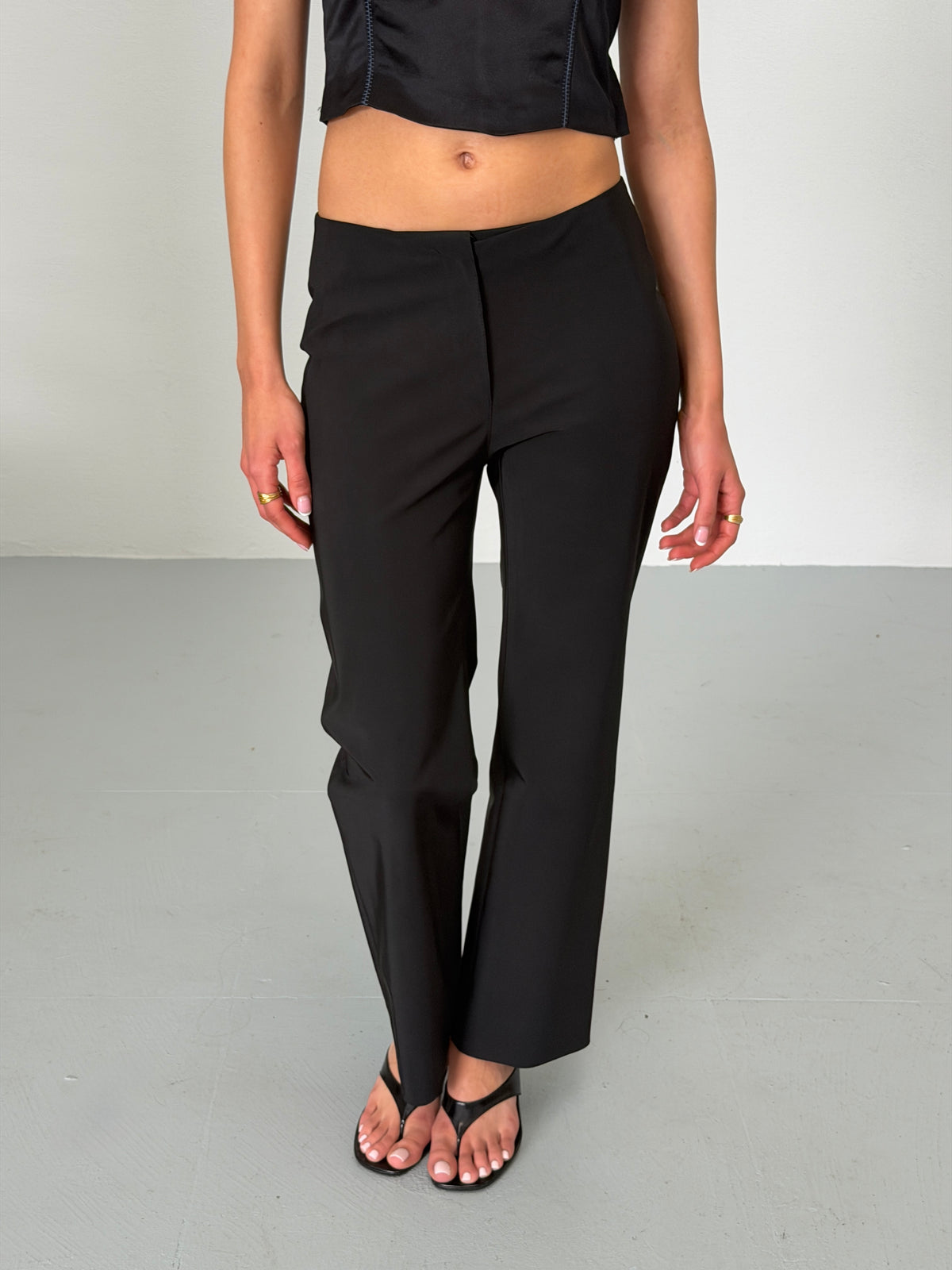 (reserved) prada 1990s black stretch straight-leg pants