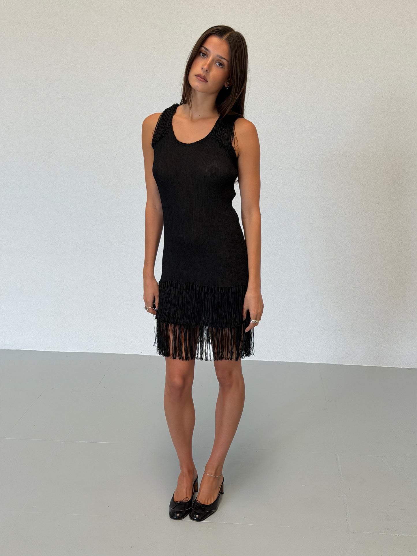 issey miyake me pleated fringe dress