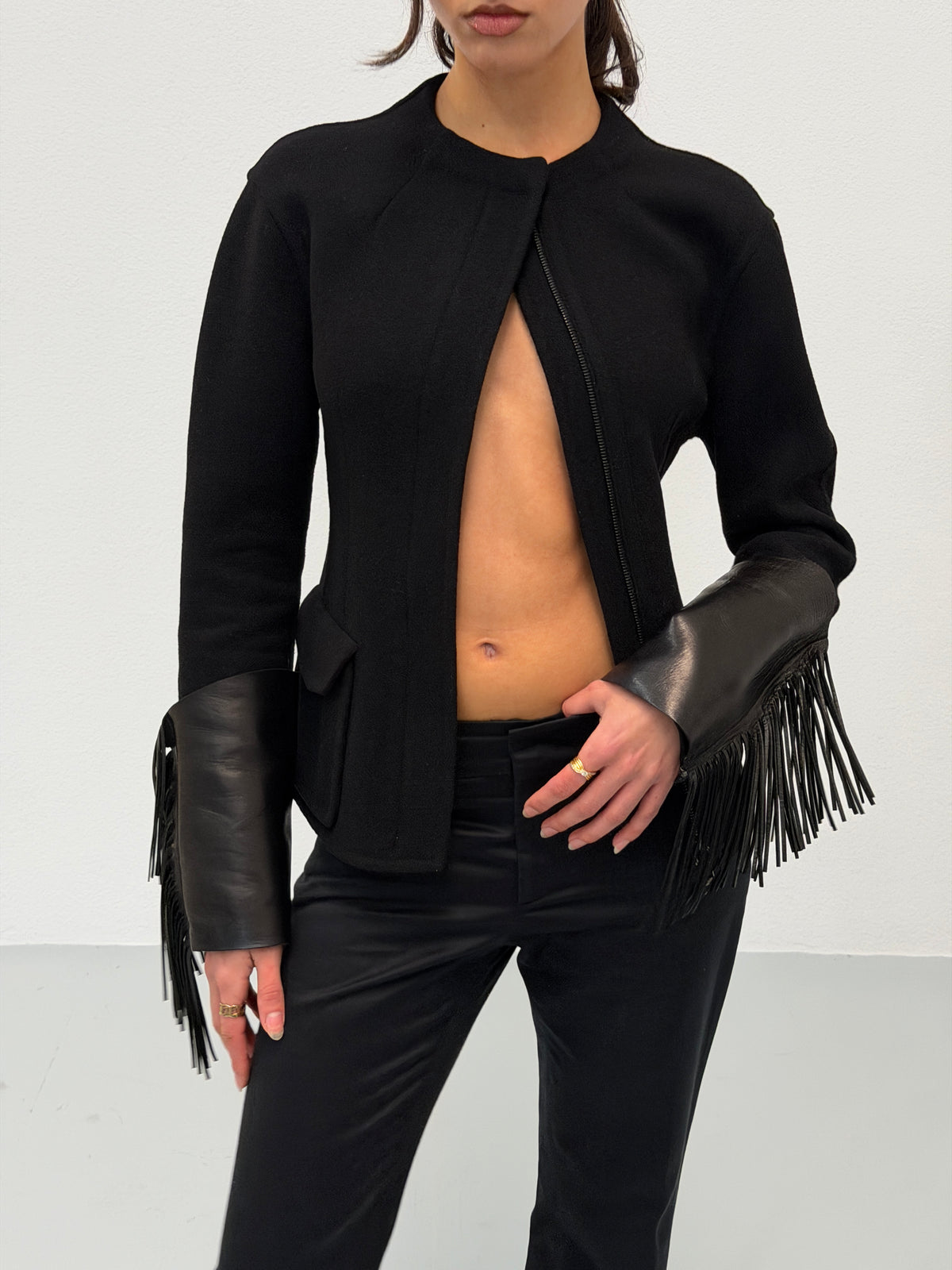 ermanno scervino 1990s leather fringe jacket