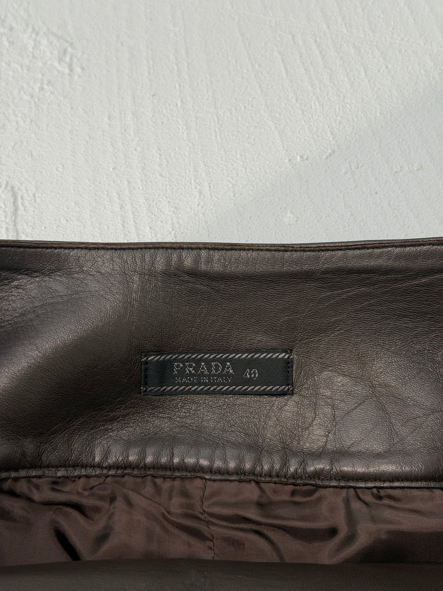 prada 1990s dark brown leather skirt