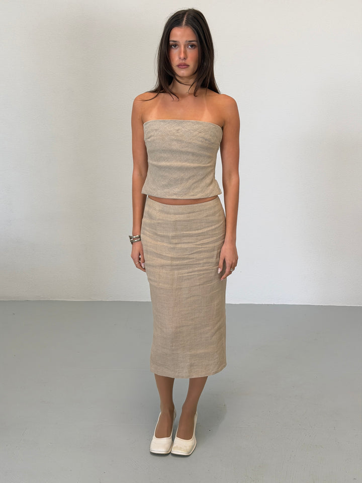 (rare) prada spring 1998 grey linen maxi skirt