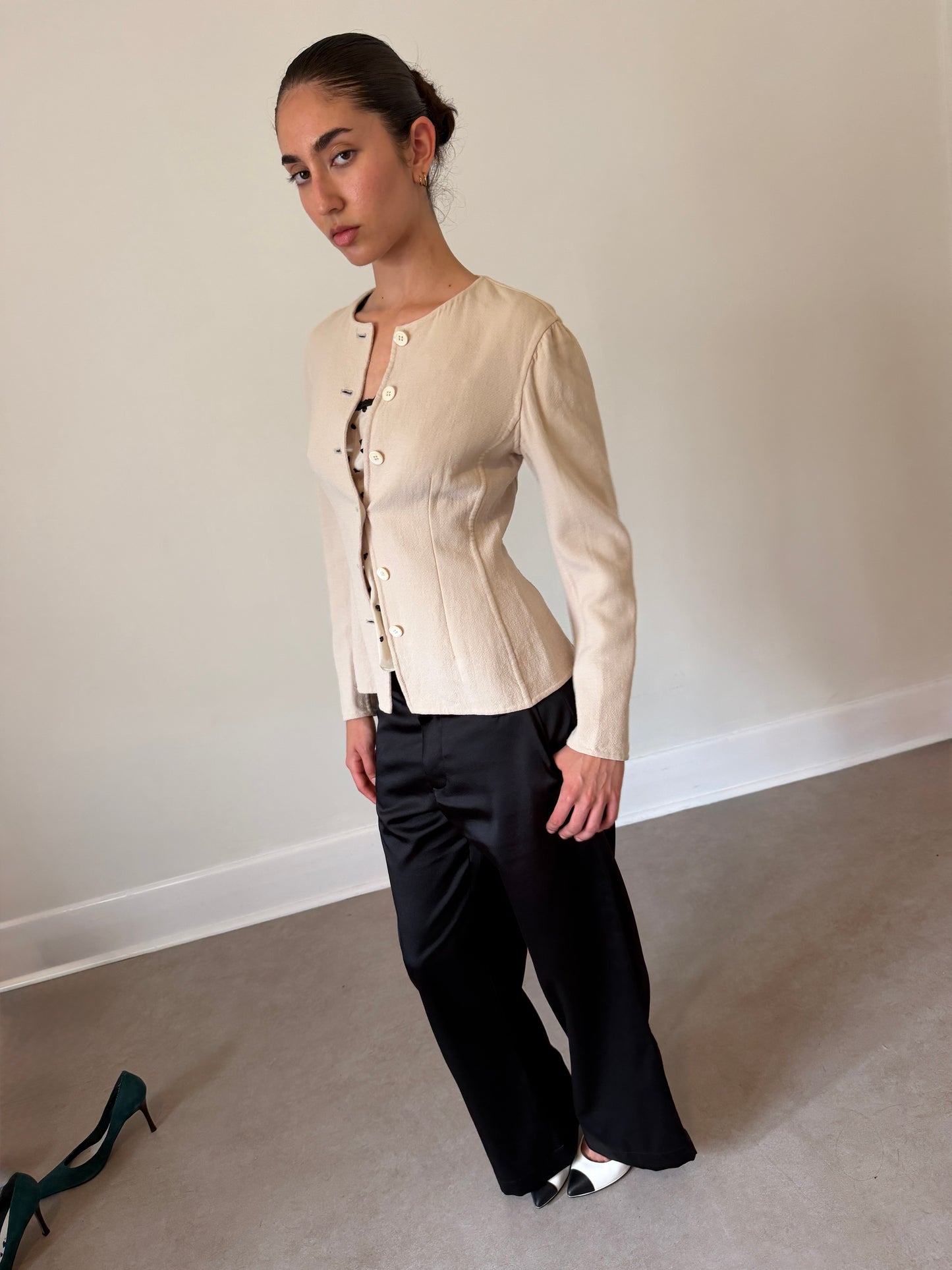 prada 90s ivory fitted jacket