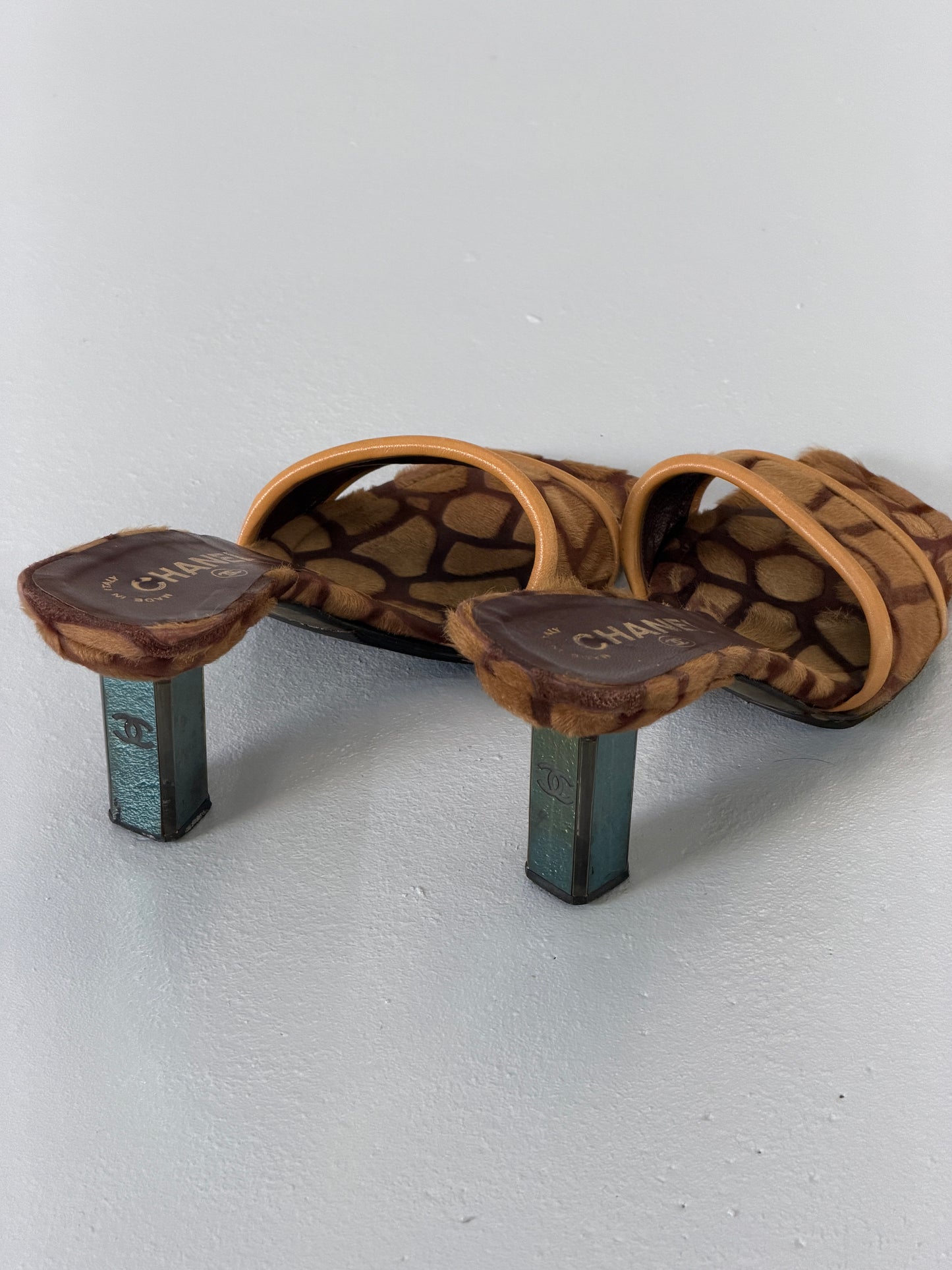chanel 2000s giraffe calf hair heels
