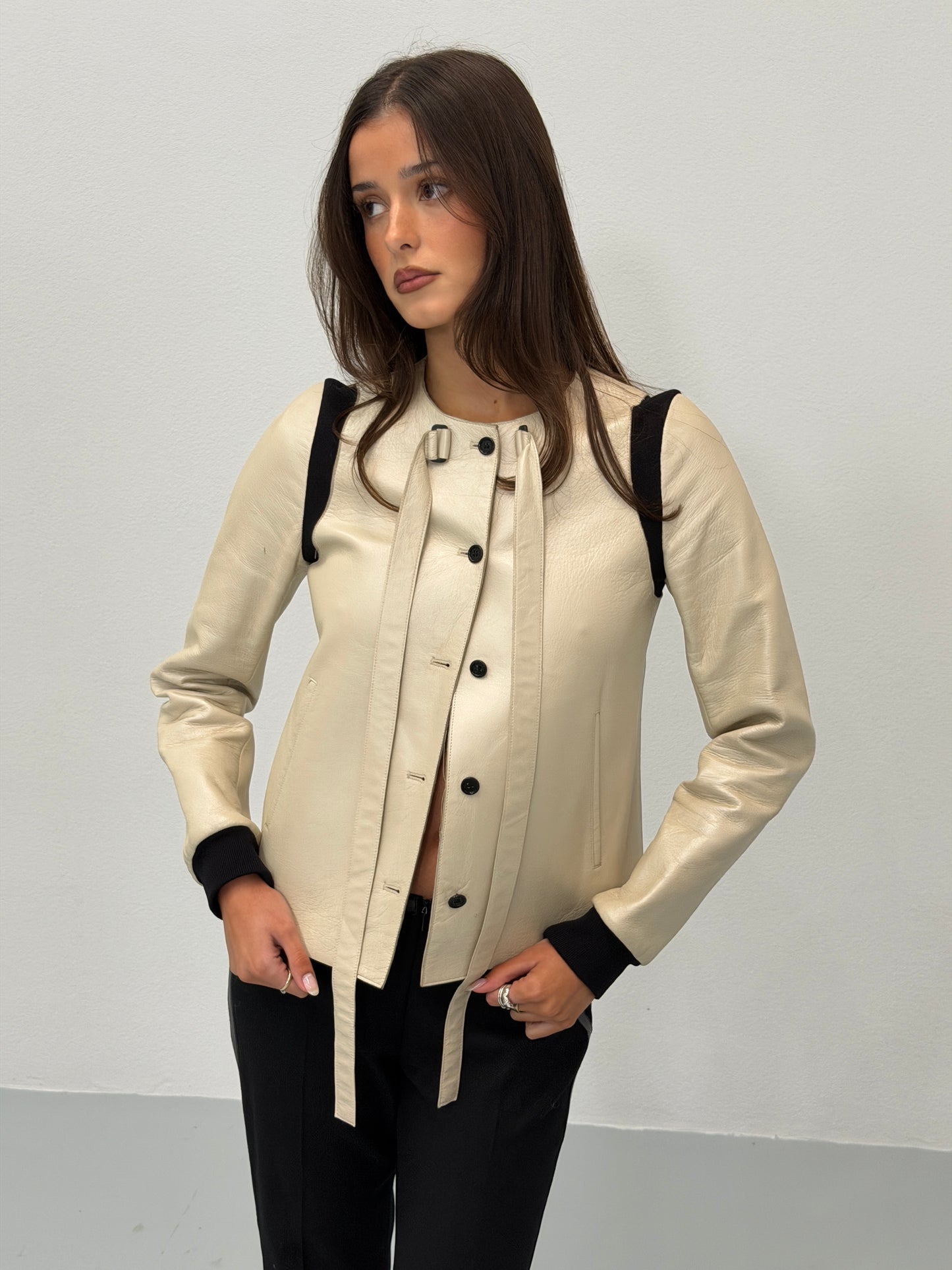 (rare) miu miu spring summer 2000 runway leather jacket