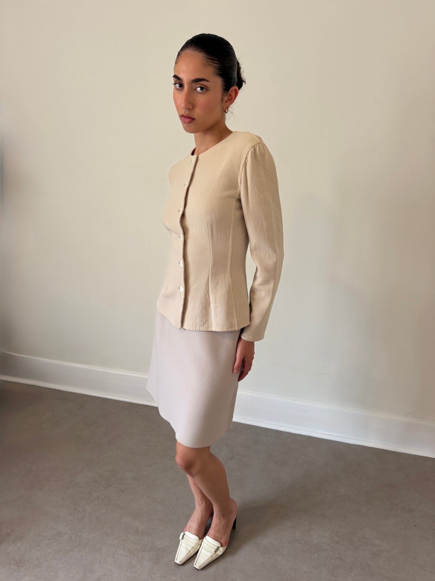 prada 90s beige asymmetrical skirt