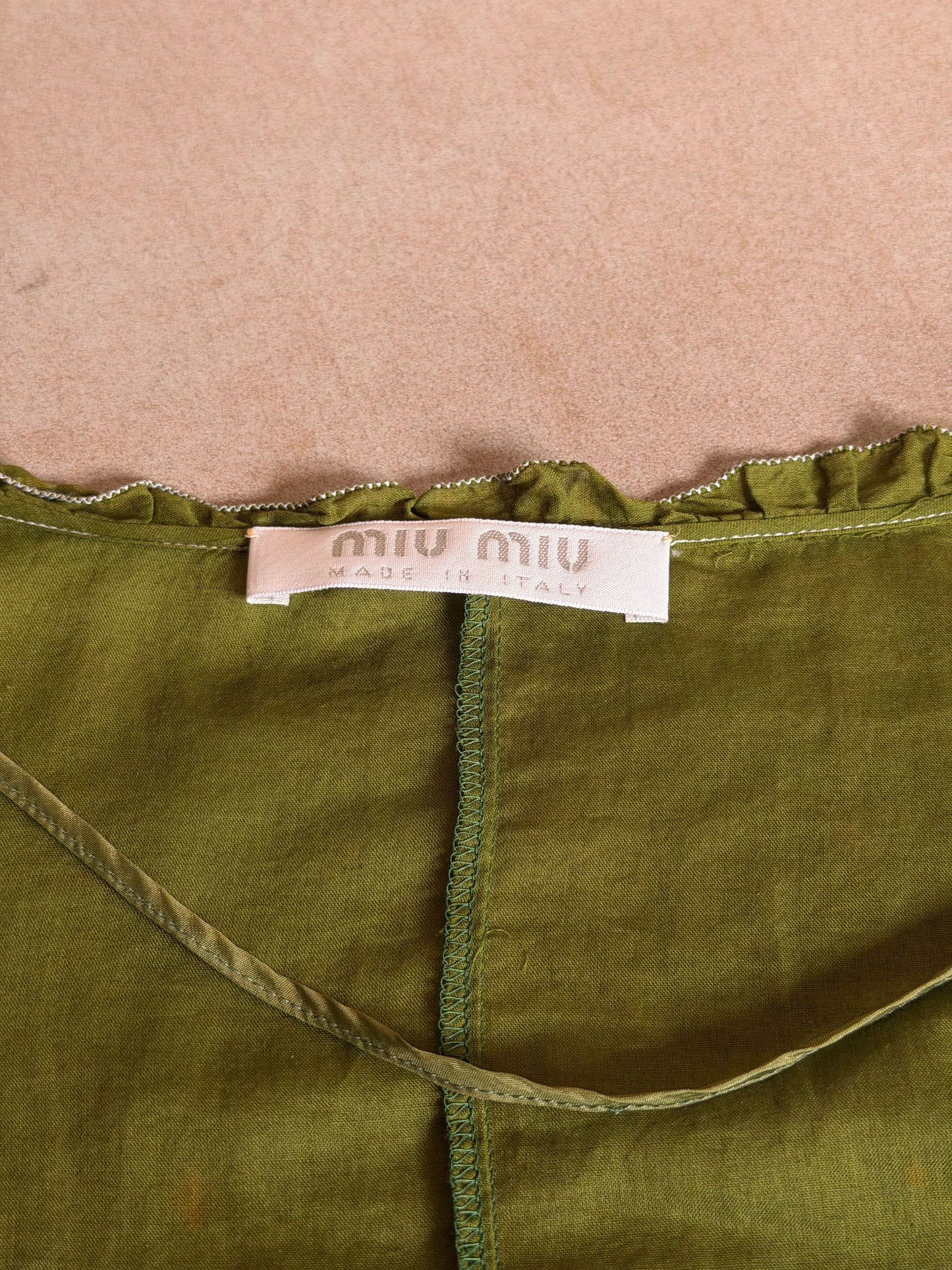 miu miu ss 1996 olive linen blouse