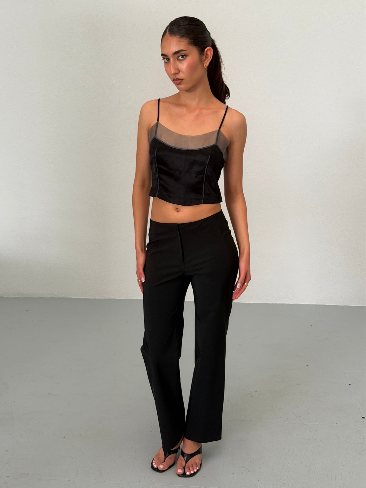 (rare) prada spring 1998 black silk pvc bustier top