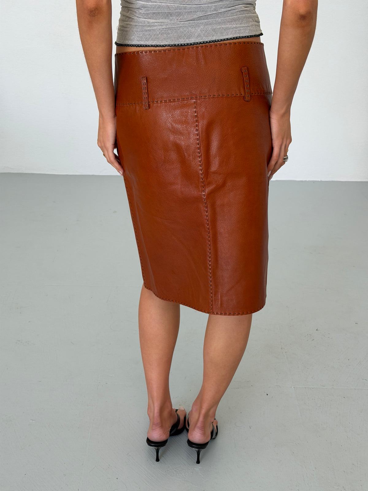 fendi fall 2003 brown leather skirt