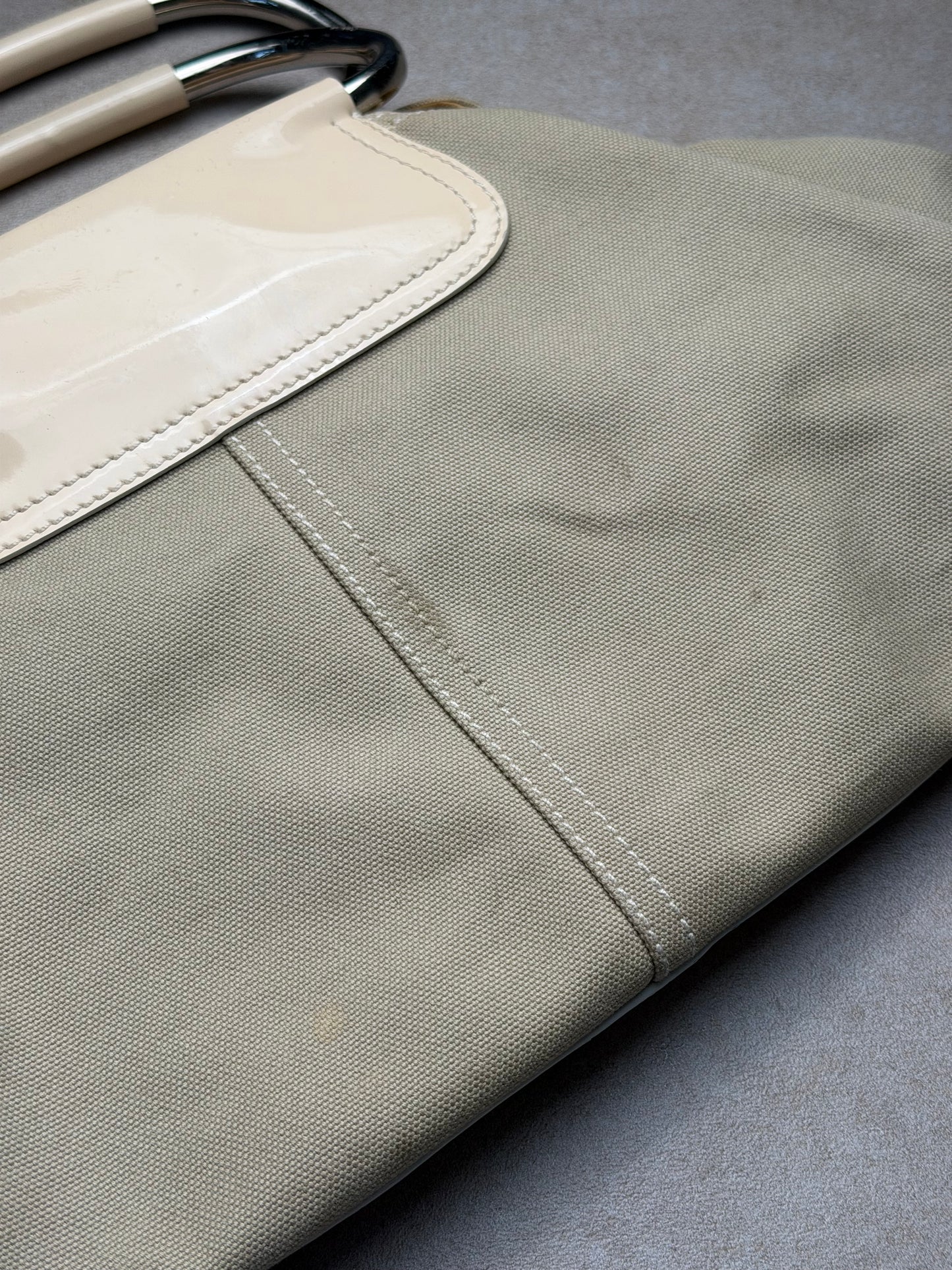 (rare) prada ss 2003 metal handle bag