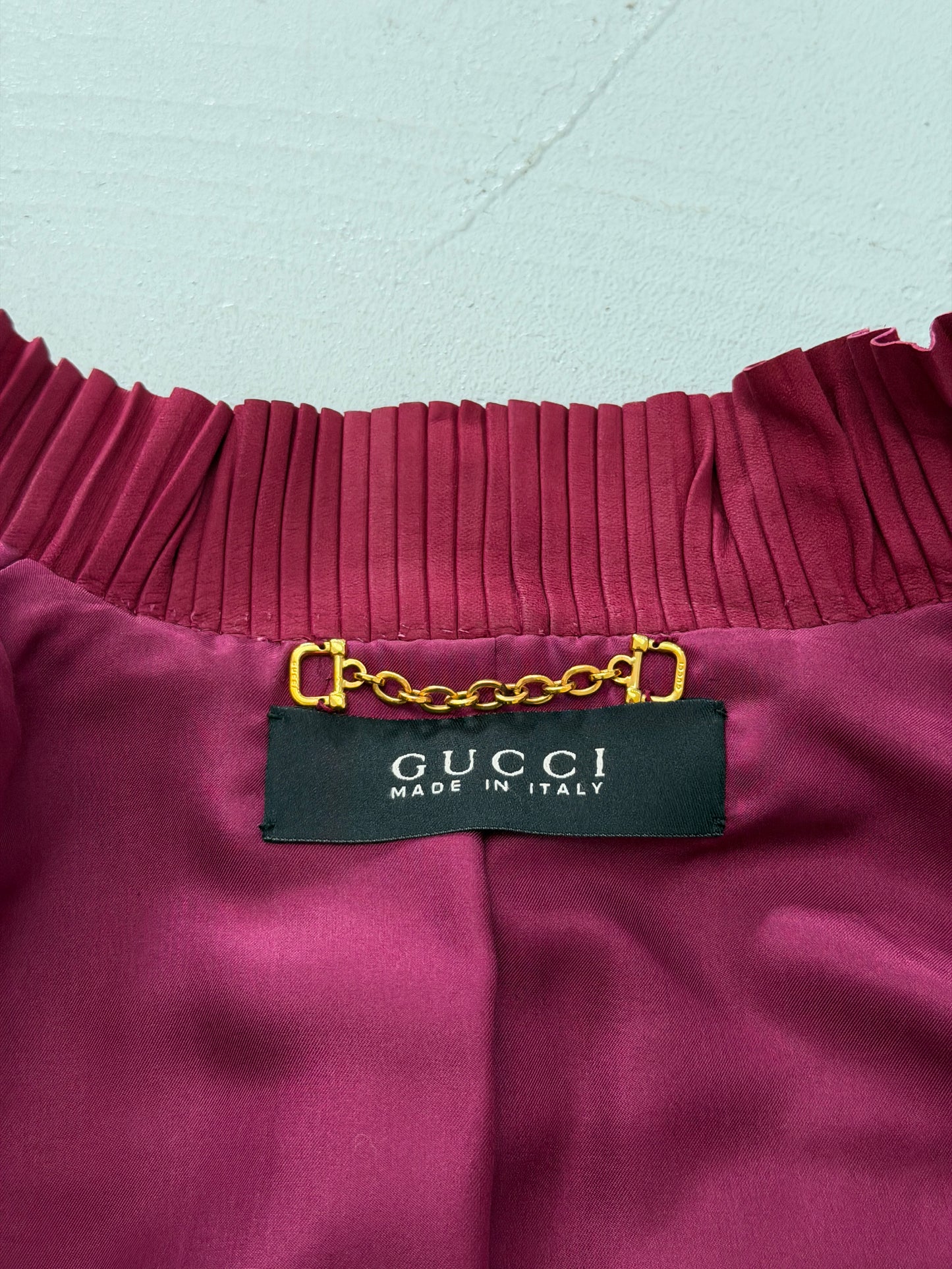 gucci 2000s berry sheepskin leather jacket
