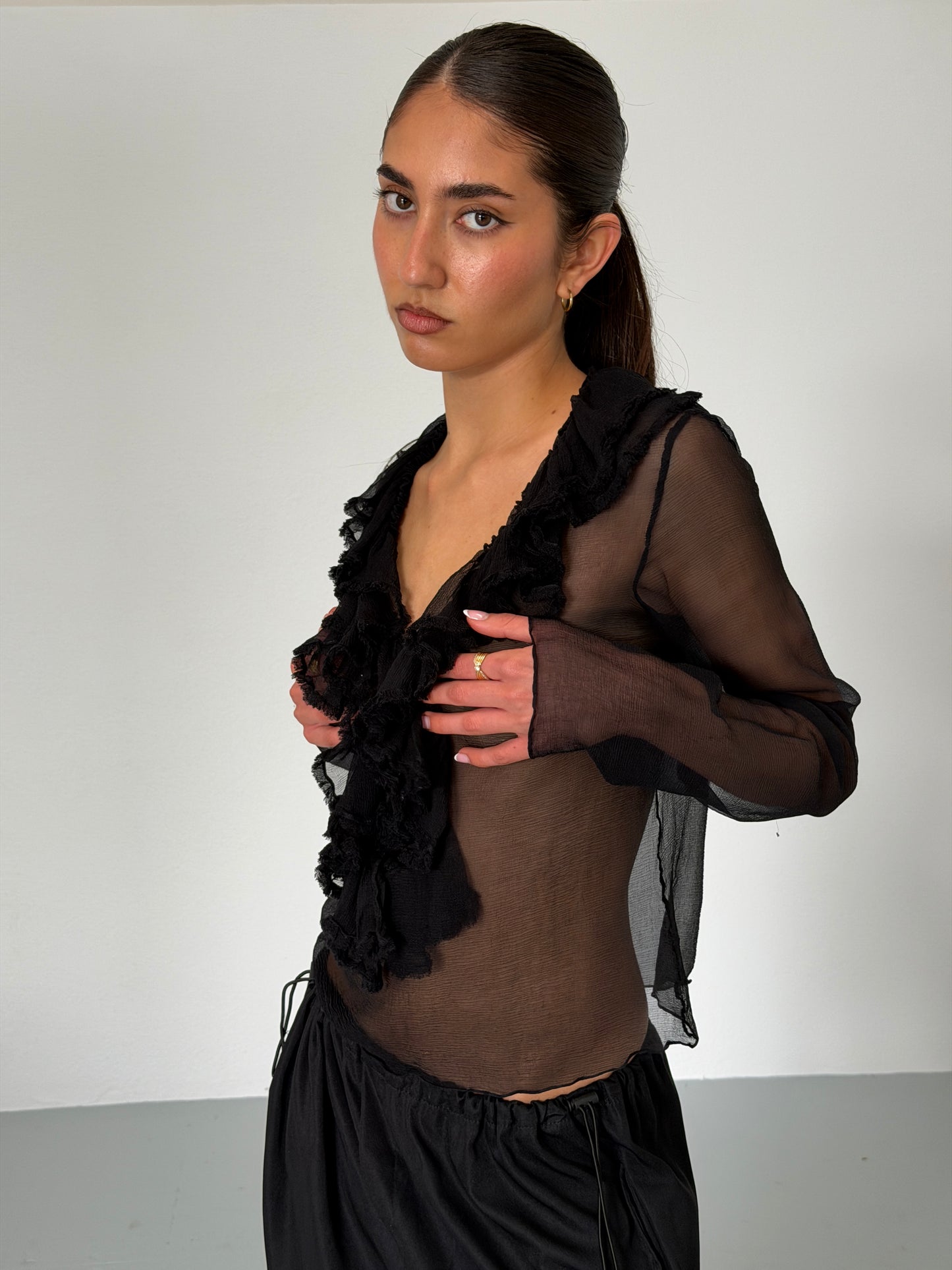 gucci by tom ford 2000s sheer frill top