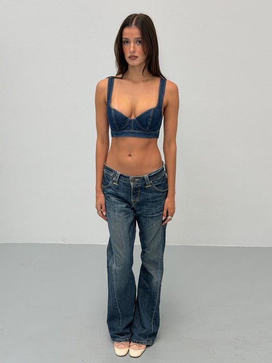 (reserved) alaïa spring 1991 runway denim bustier