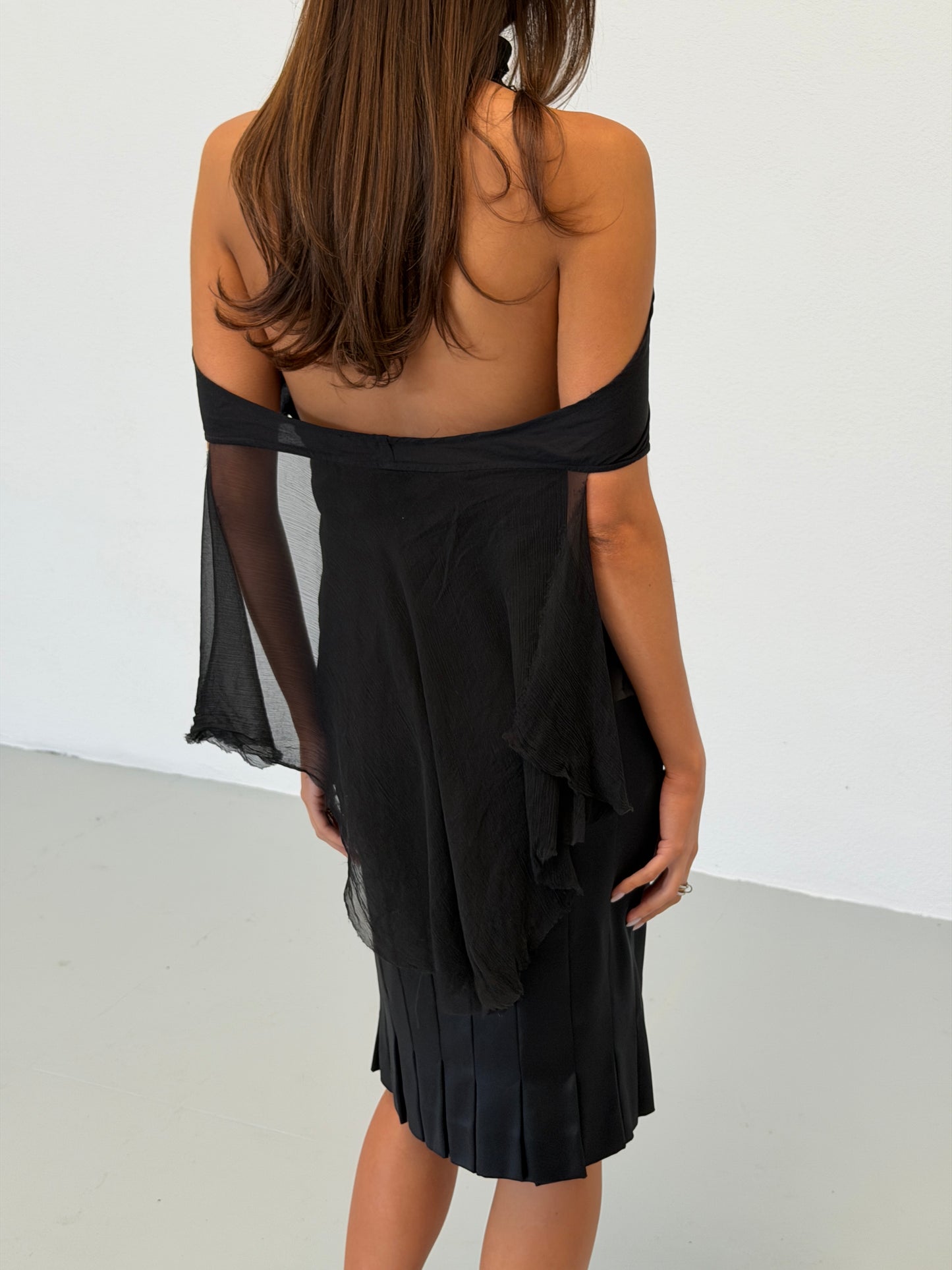 veronique branquinho 1990s black silk layered top