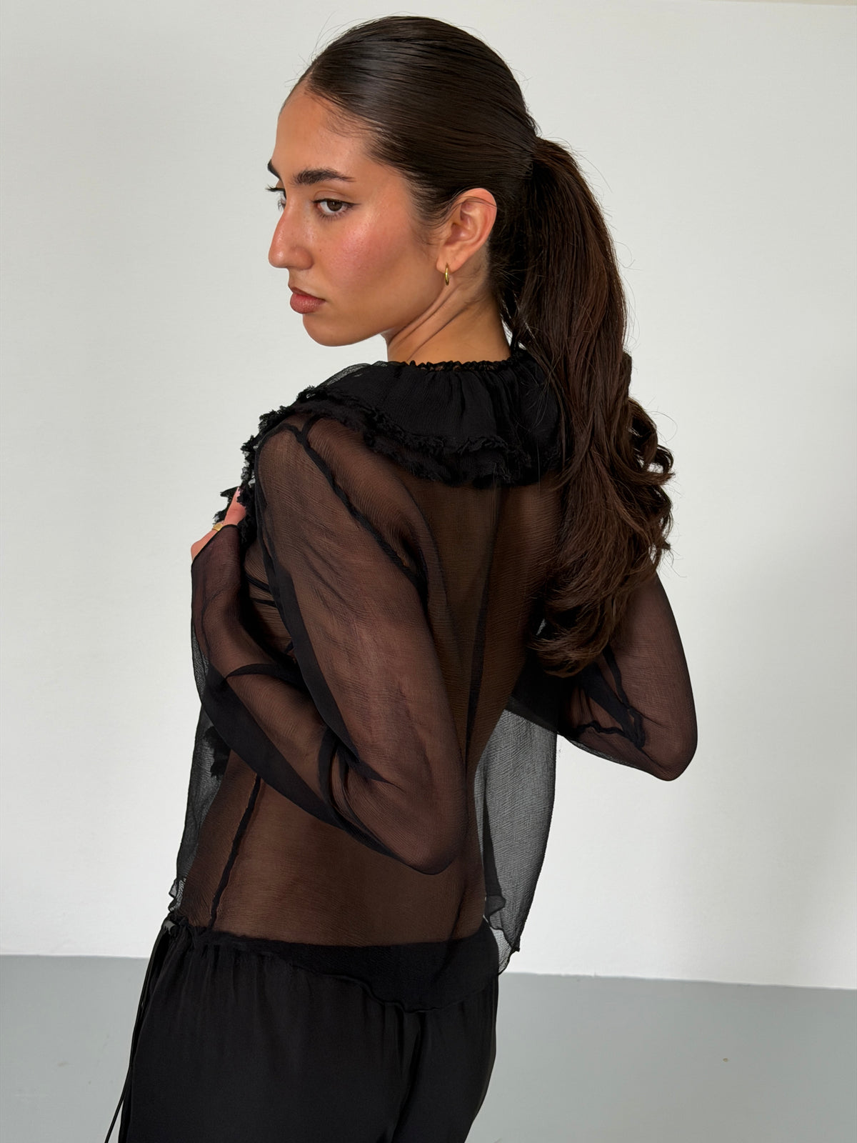 gucci by tom ford 2000s sheer frill top