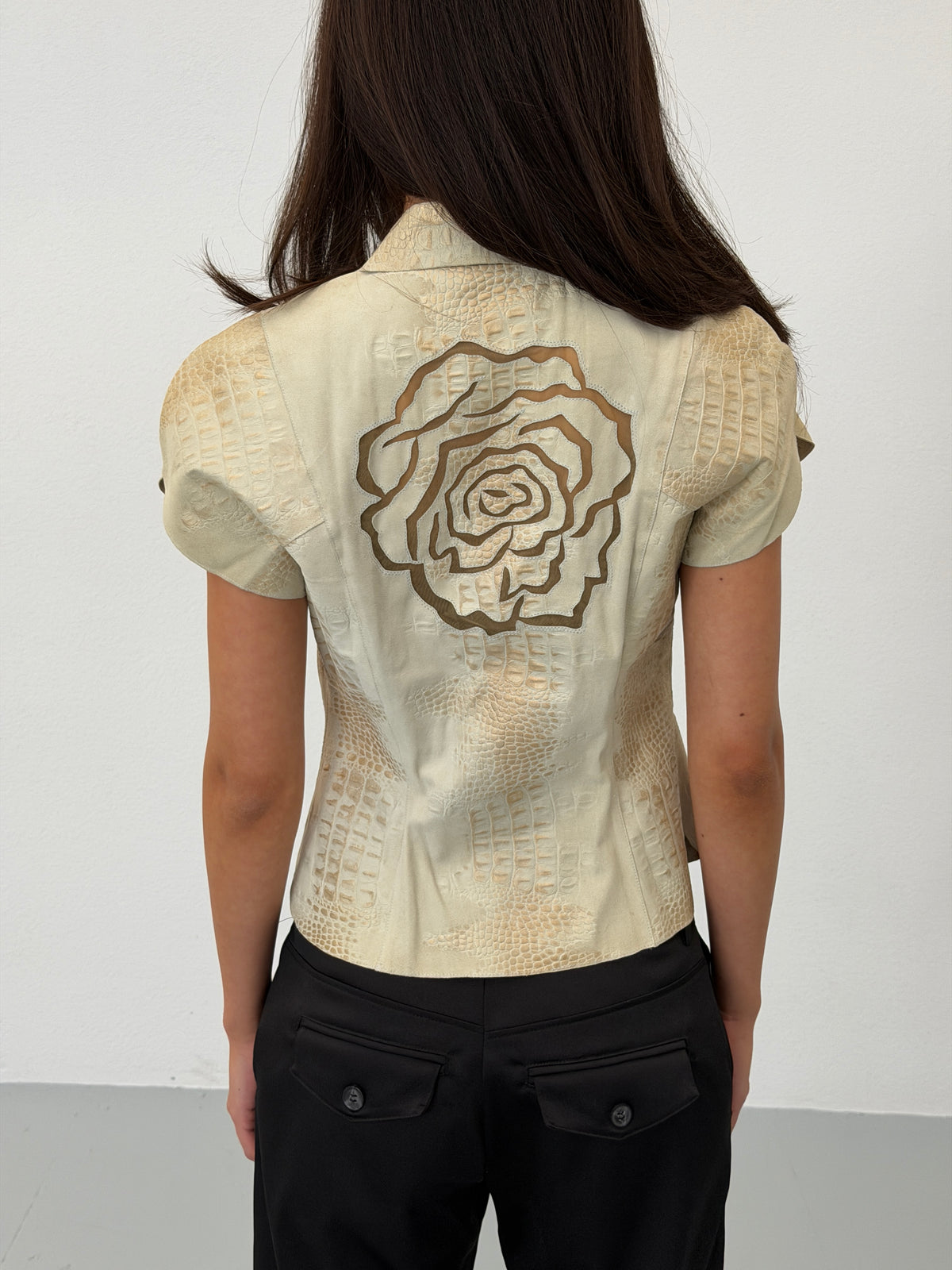 giorgio armani 1990s cream leather top