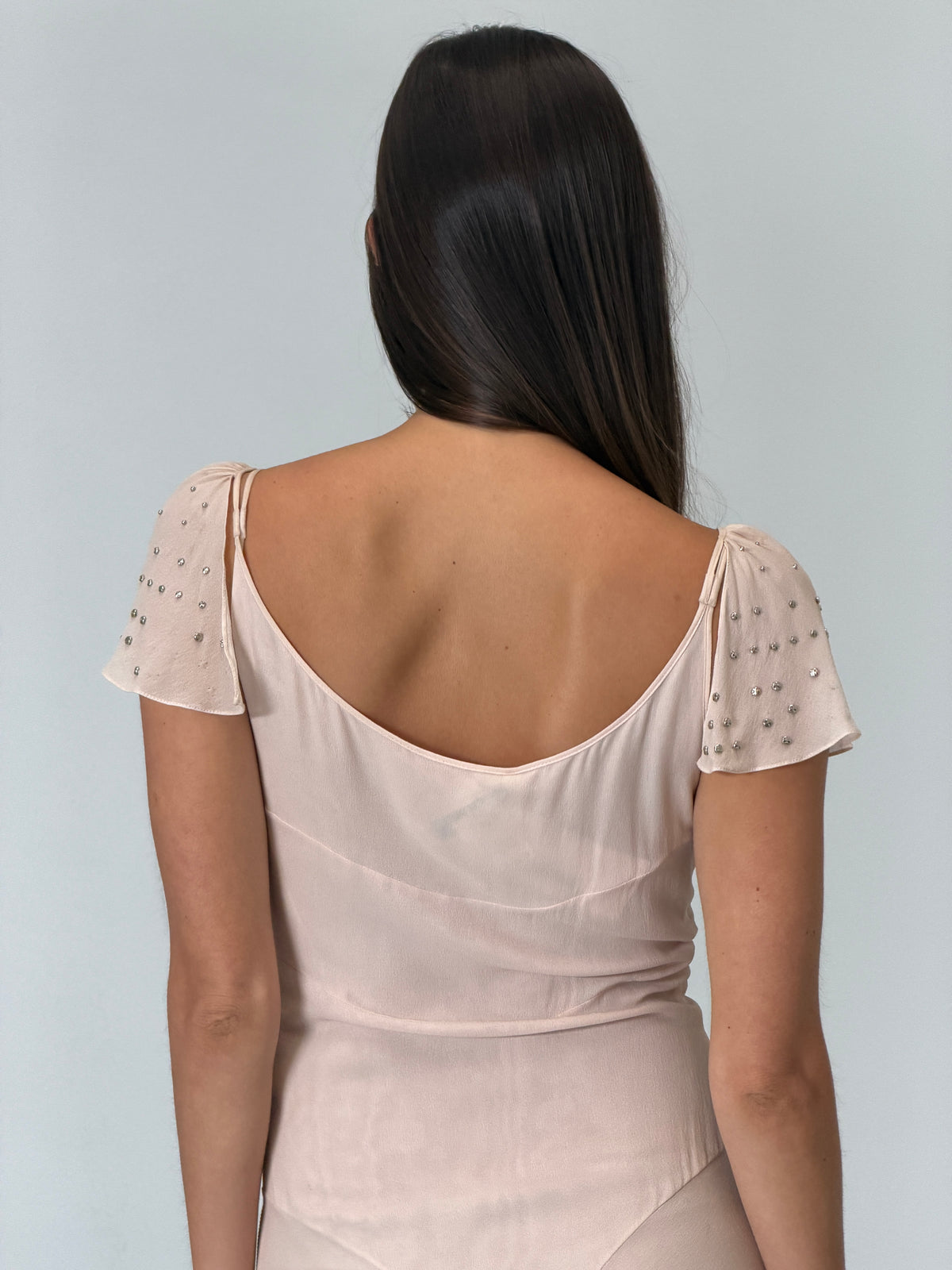 (rare) chloé spring 2001 pale pink studded silk dress