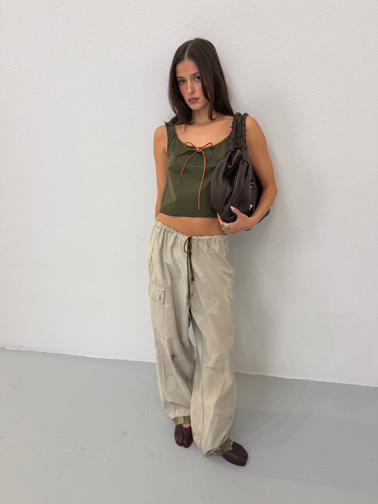 (rare) miu miu spring 1999 khaki nylon top