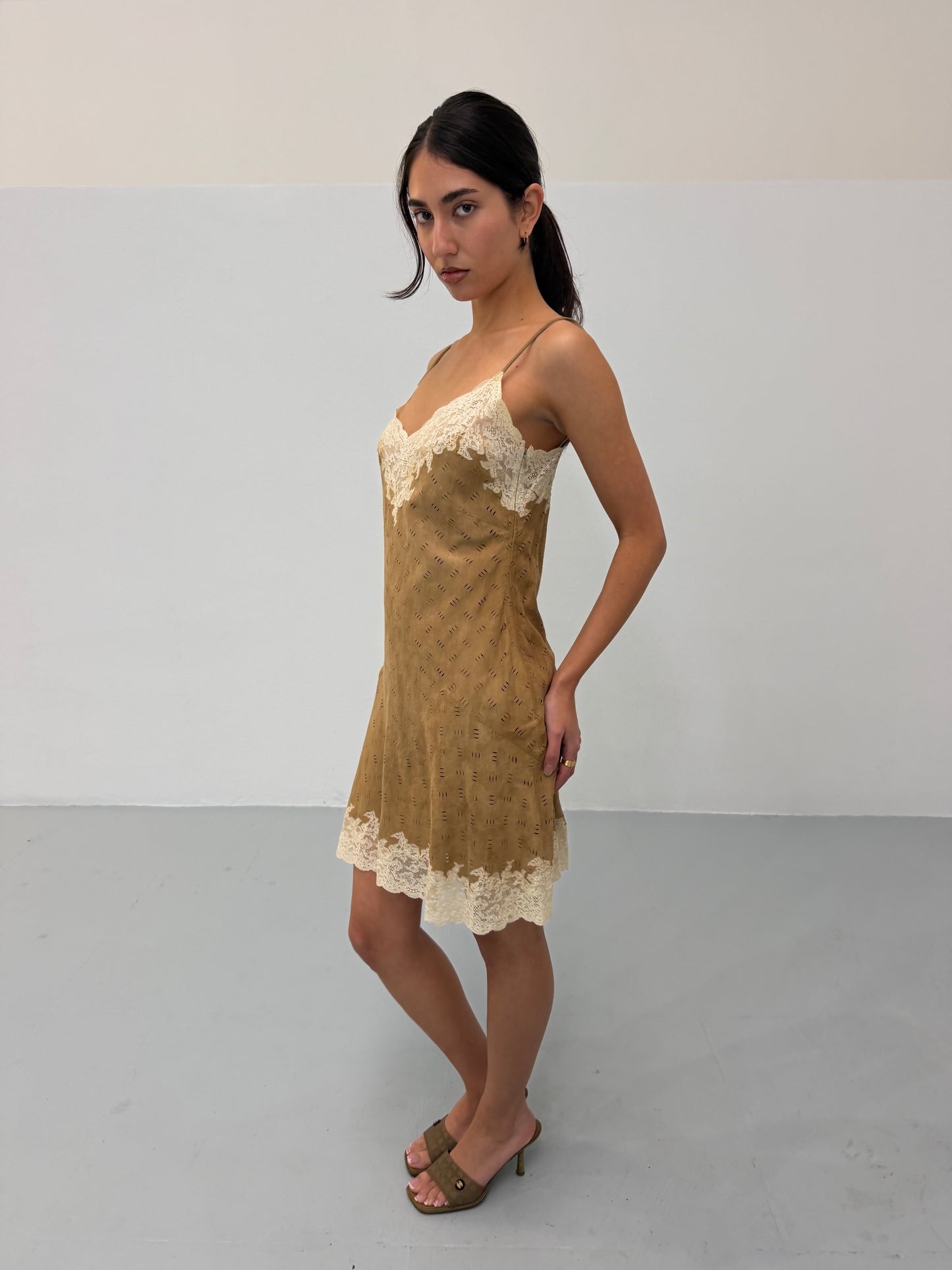 (rare) christian dior by john galliano fall winter 1999 suede slip dress