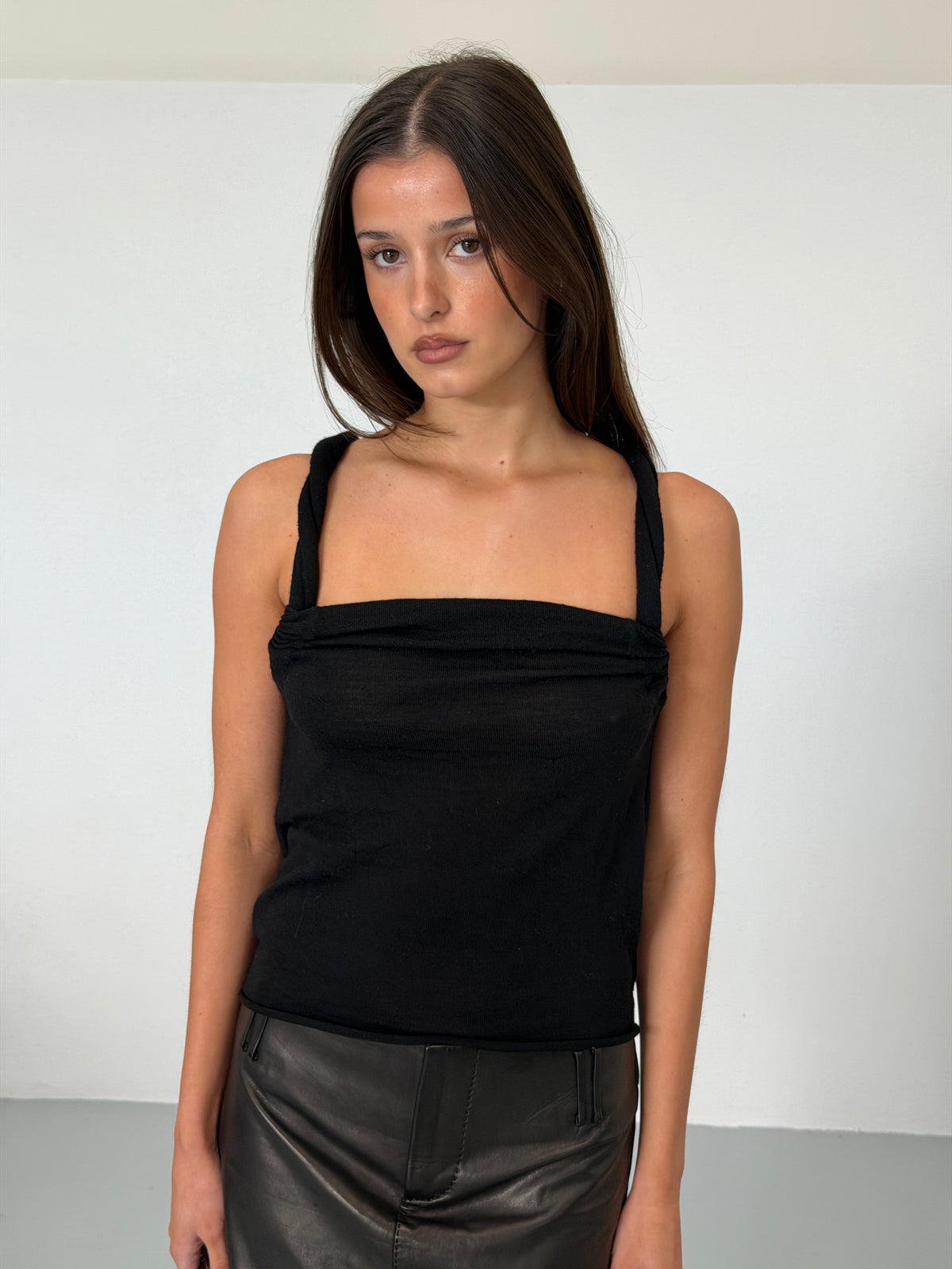 chloé fall 2003 black criss-cross strap tank top