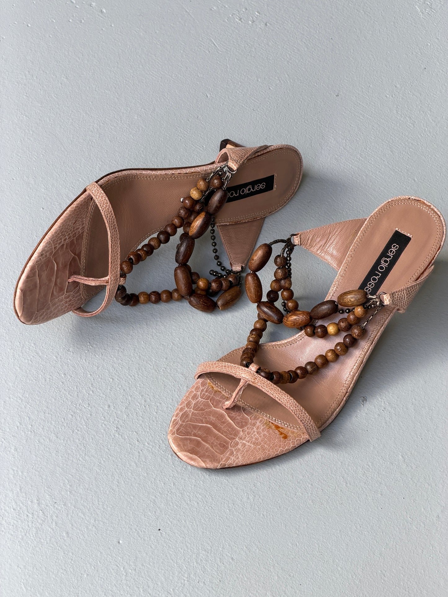 sergio rossi 1990s beaded heels