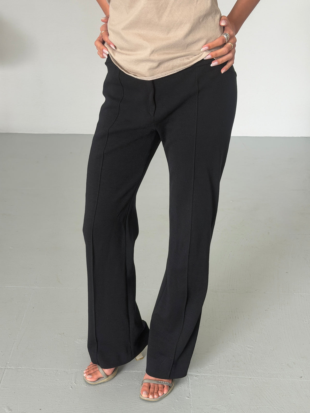 gianni versace couture 1990s black wool flared trousers