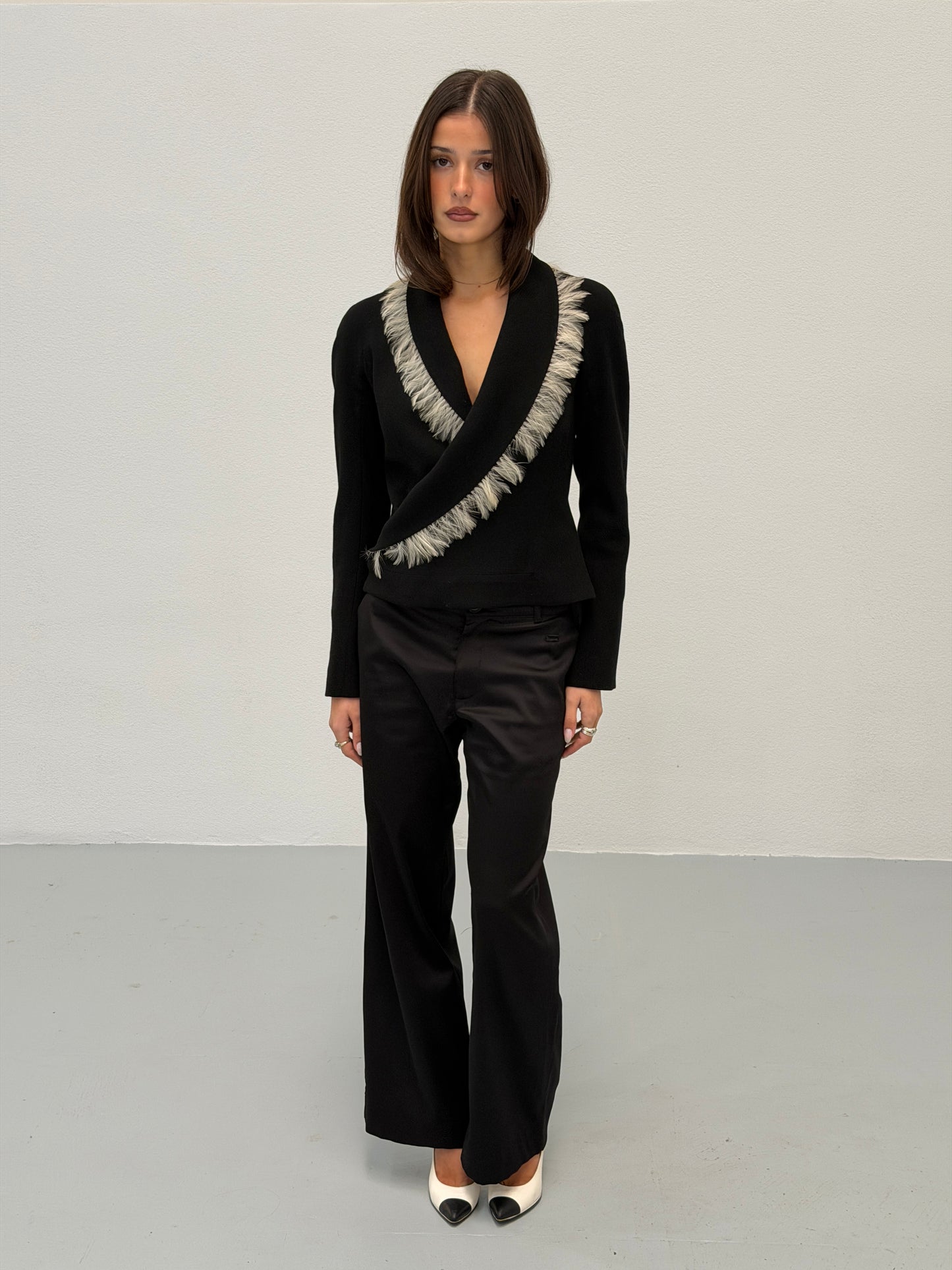 (rare) john galliano fall 1999 runway black feathered jacket