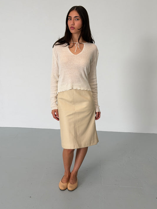 harrods 1990s lamb leather midi skirt