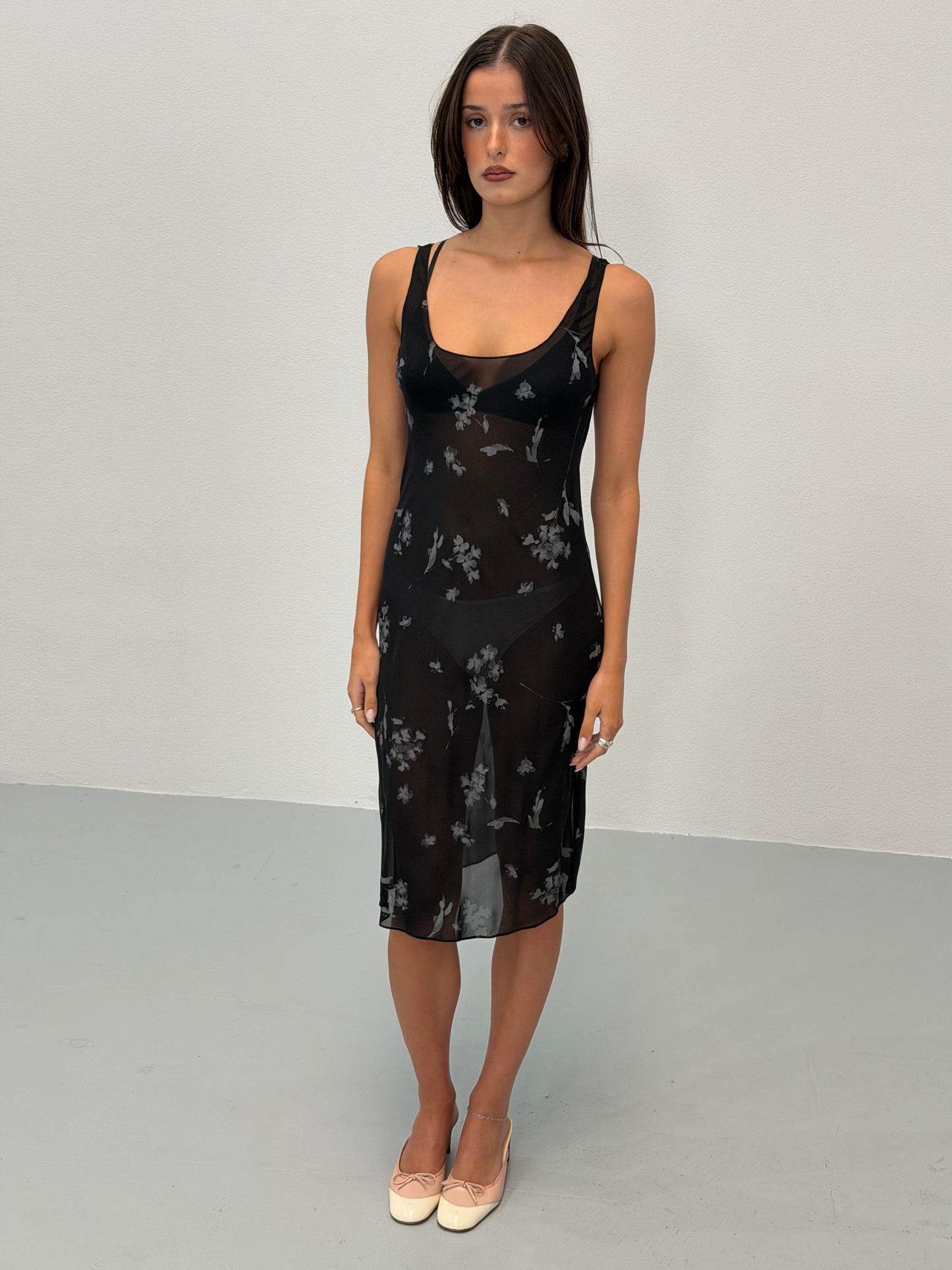 (reserved) dkny 1990s black sheer slip dress
