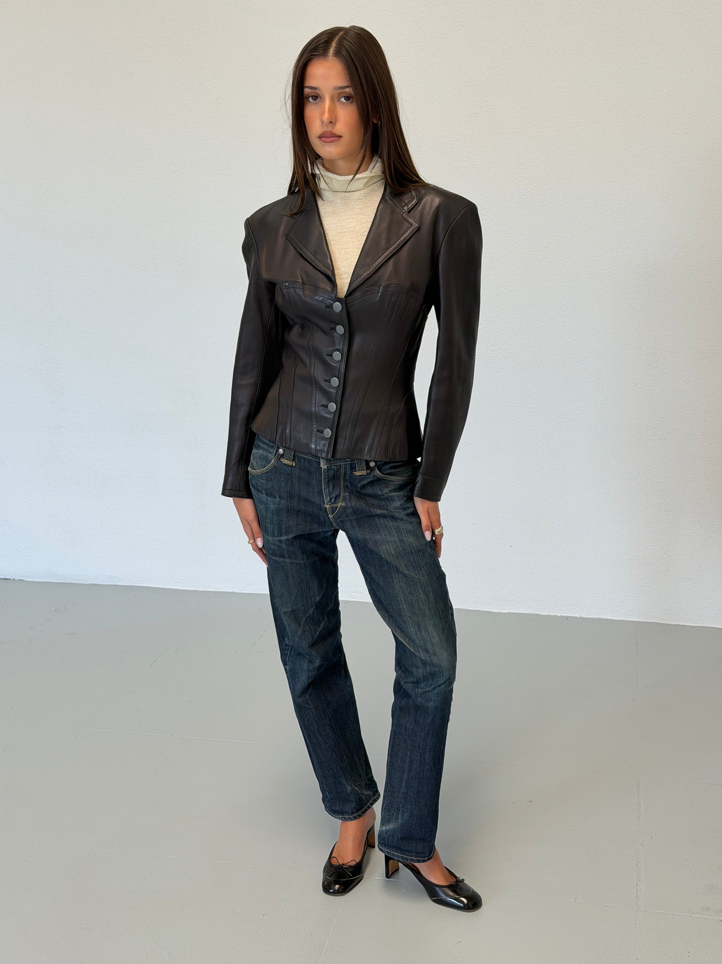 (permanent collection) alaïa fall 1987 corset leather jacket