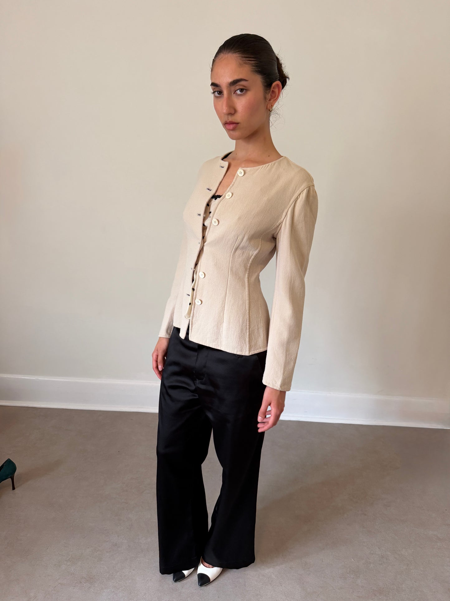 prada 90s ivory fitted jacket