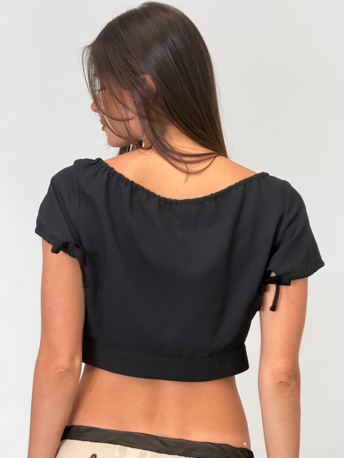 chantal thomass spring 1995 dark navy tie-detail cropped top