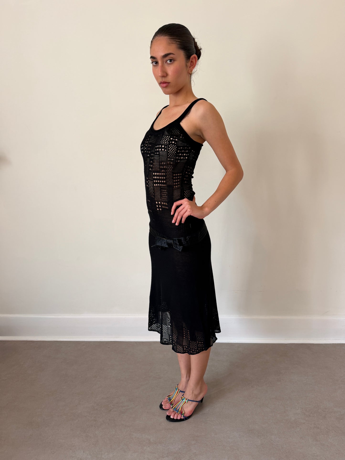 just cavalli 2000s crochet bow dress